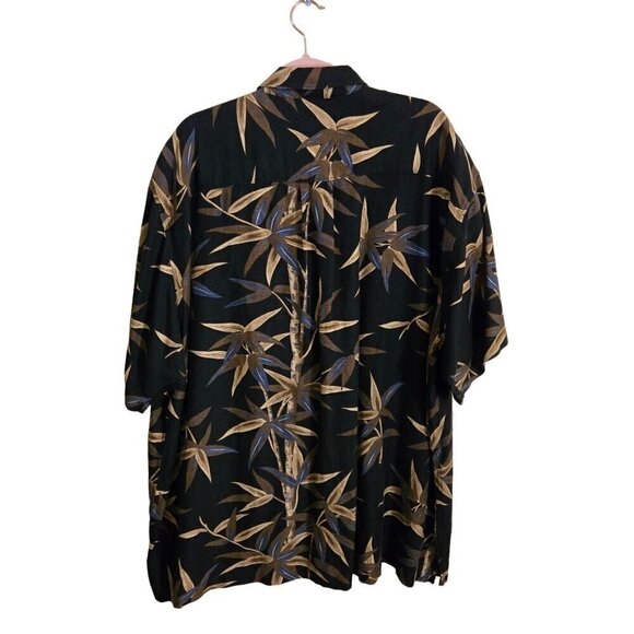 Izod Linen Blend Neutral Black Beige Tan Blue Hawaiian Shirt Size XXL - Picture 2 of 6